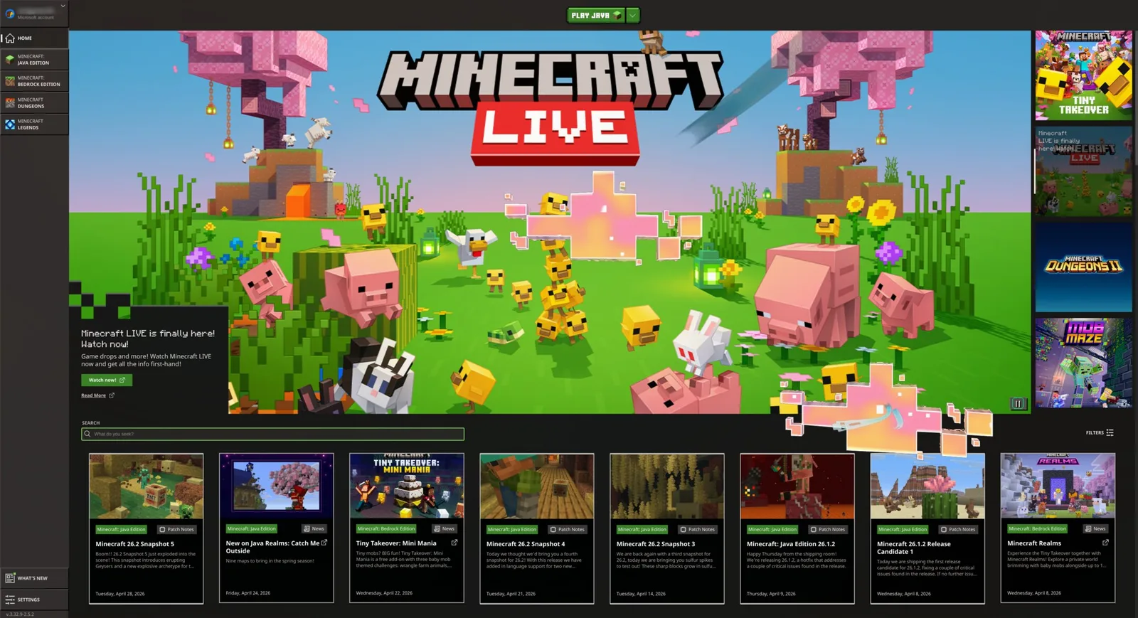 Minecraft, запущений на Omarchy