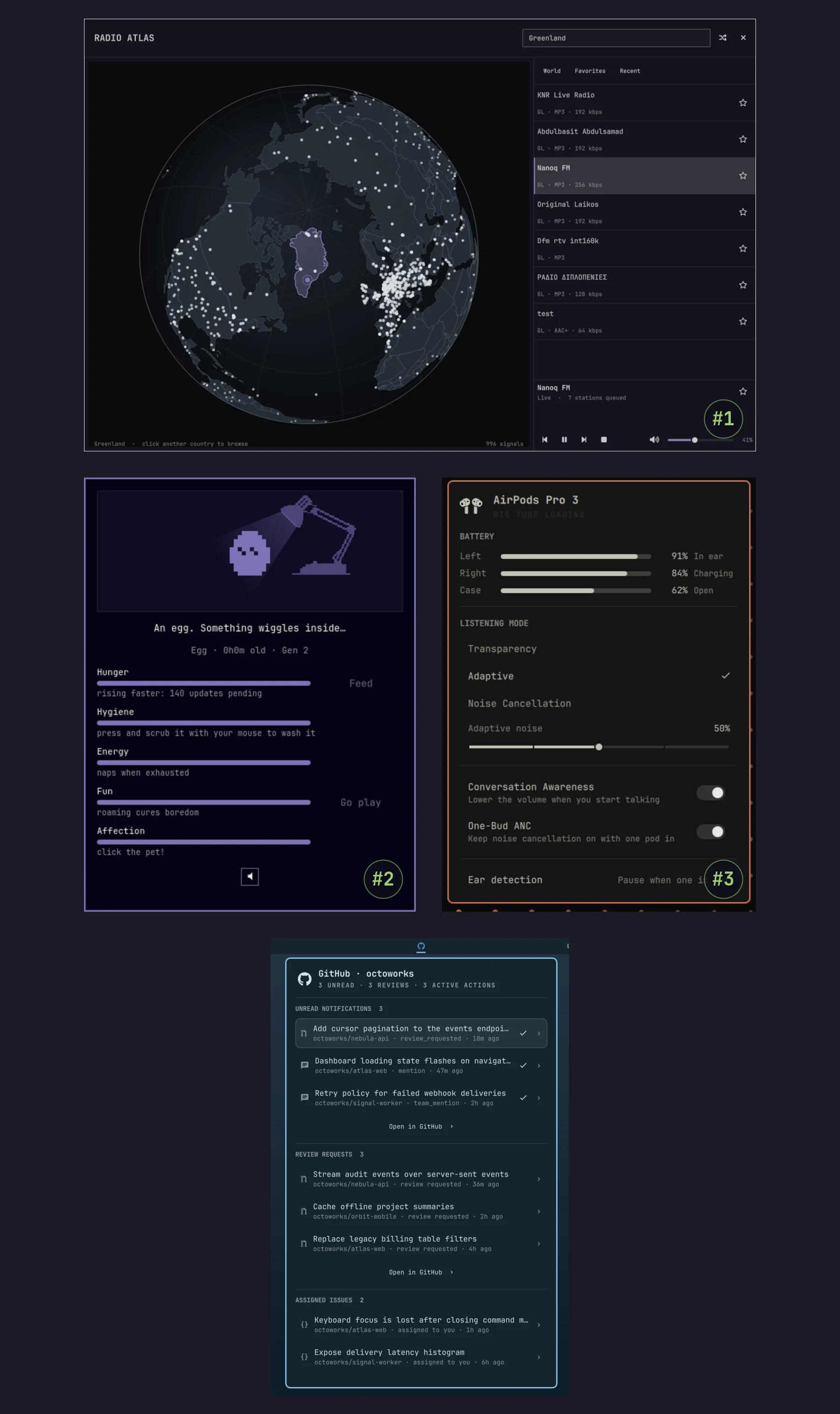 Radio Atlas, Omagotchi, AirPods і GitHub